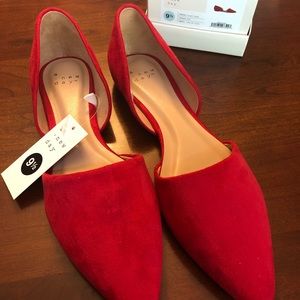 Microsuede Pointed Two Piece Ballet Flat 9.5